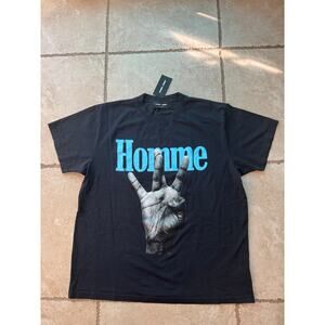 Homme Femme Mens Twisted Fingers Short Sleeve Blue T Shirt NWT SZ 3XL